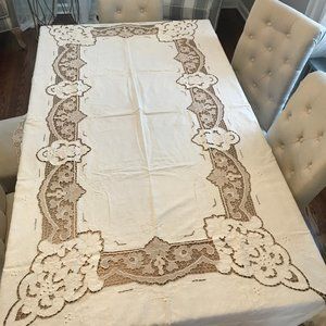 Vintage Made Italy Embroidered Cutout tablecloth